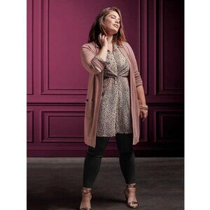 Torrid Chiffon Leopard Half Button Twist Front Tunic Shirt Long Sleeve